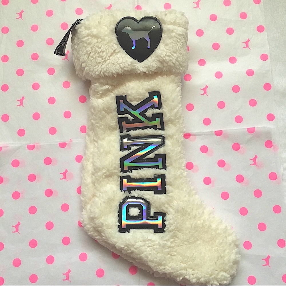 PINK VS Sherpa Stocking Iridescent New With Tag - Picture 2 of 8